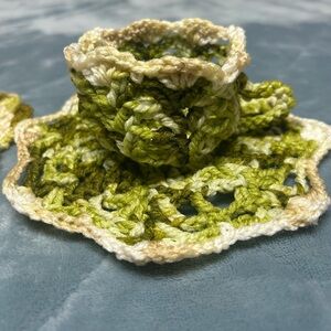 2 handmade crochet cups & saucers